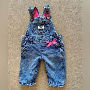 Oshkosh B’Gosh pink fleece overalls 3 months